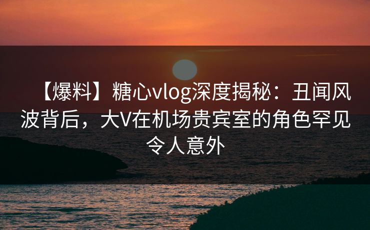 【爆料】糖心vlog深度揭秘：丑闻风波背后，大V在机场贵宾室的角色罕见令人意外