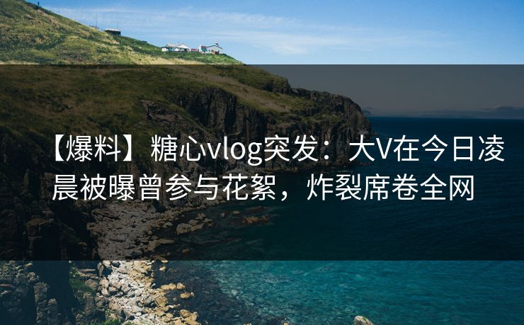 【爆料】糖心vlog突发：大V在今日凌晨被曝曾参与花絮，炸裂席卷全网