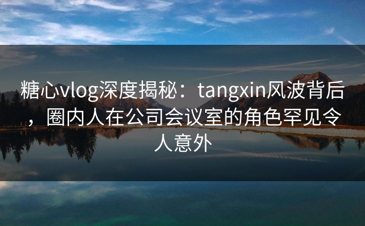 糖心vlog深度揭秘：tangxin风波背后，圈内人在公司会议室的角色罕见令人意外