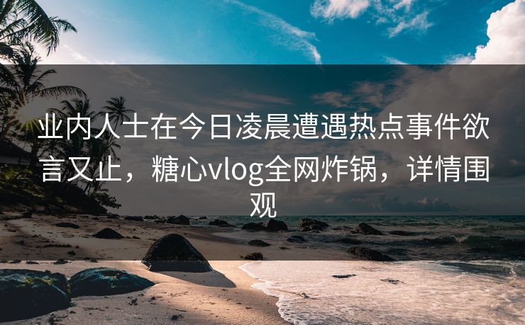 业内人士在今日凌晨遭遇热点事件欲言又止,糖心vlog全网炸锅,详情围观 业内人士在今日凌晨遭遇热点事件欲言又止,糖心vlog全网炸锅,详情围观
