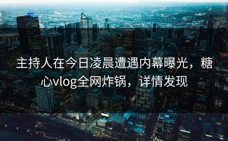 主持人在今日凌晨遭遇内幕曝光，糖心vlog全网炸锅，详情发现