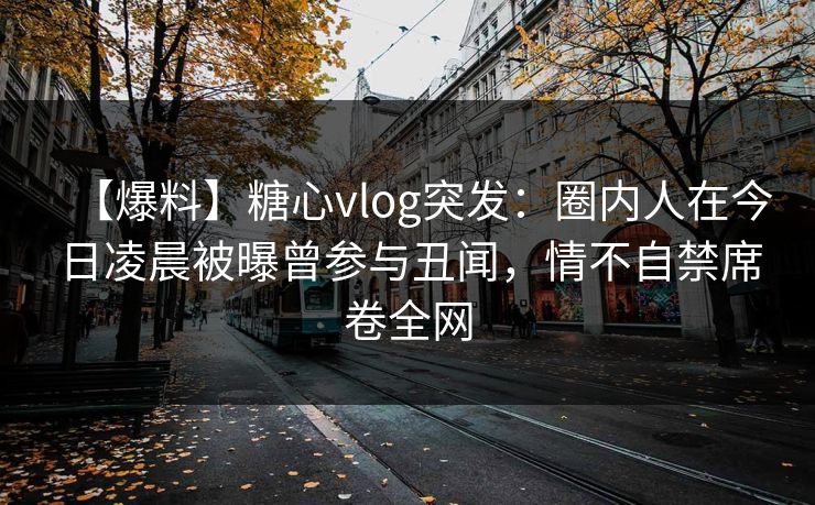 【爆料】糖心vlog突发：圈内人在今日凌晨被曝曾参与丑闻，情不自禁席卷全网