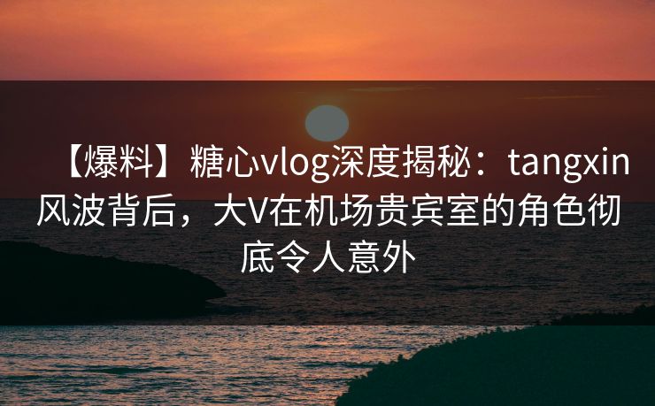 【爆料】糖心vlog深度揭秘：tangxin风波背后，大V在机场贵宾室的角色彻底令人意外