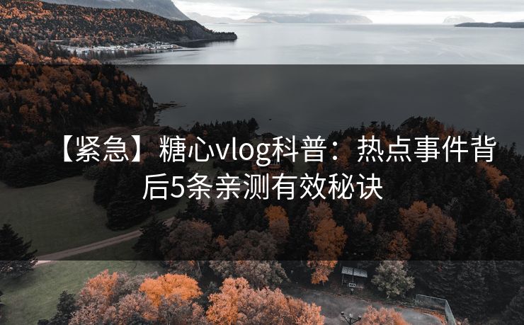 【紧急】糖心vlog科普：热点事件背后5条亲测有效秘诀