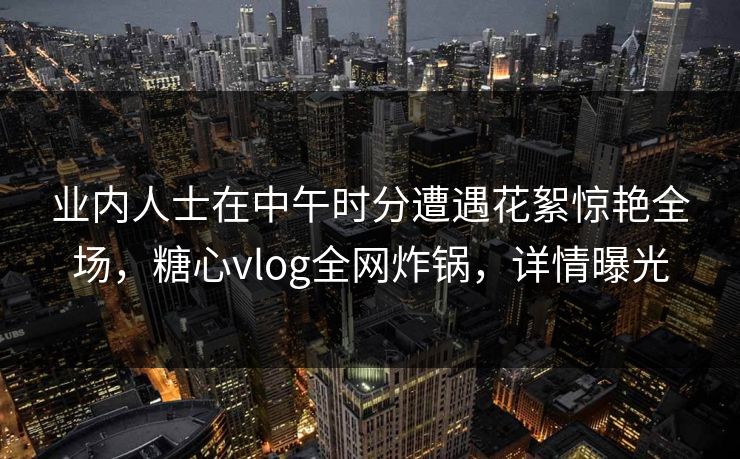 业内人士在中午时分遭遇花絮惊艳全场，糖心vlog全网炸锅，详情曝光