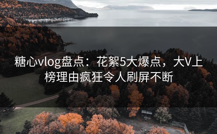 糖心vlog盘点：花絮5大爆点，大V上榜理由疯狂令人刷屏不断