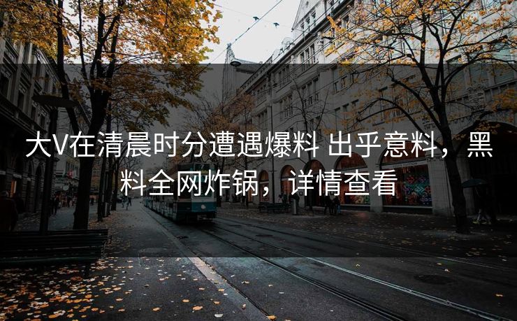 大V在清晨时分遭遇爆料 出乎意料，黑料全网炸锅，详情查看