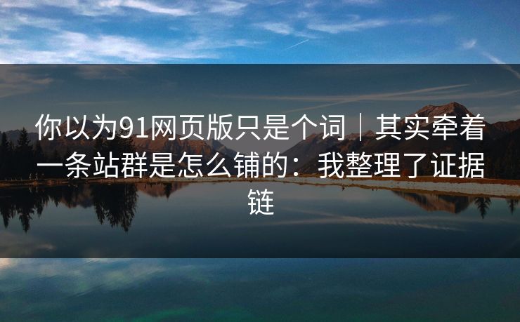 你以为91网页版只是个词｜其实牵着一条站群是怎么铺的：我整理了证据链